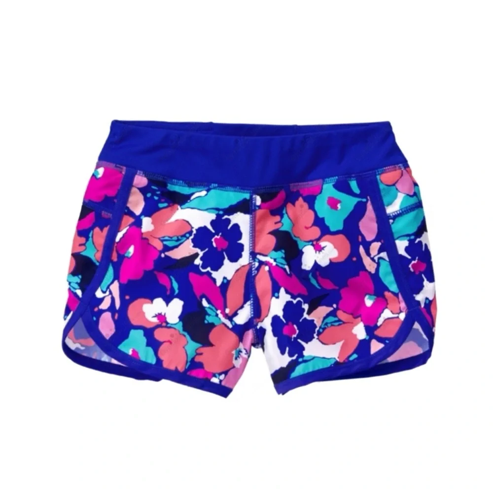 Gymboree Gymgo Blue & Pink Floral Stretchy Active Shorts Girls S 5/6